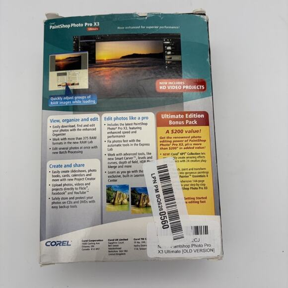 Corel PaintShop Photo Pro X3 Ultimate Windows Photo Editing Software Open Box - Picture 4 of 5